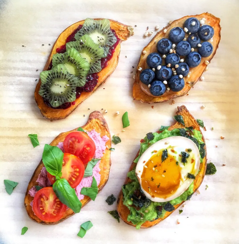 Sweet potato toast with various toppings|coxiella24さん