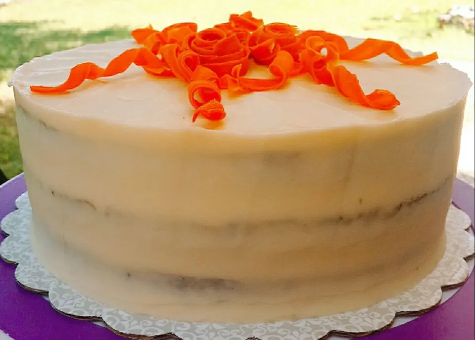 24K - semi naked carrot cake with candied carrot &cream cheese icing #CarrotCake #Dessert #baking #thesweetspotcottagebakery|Debbie Andersonさん