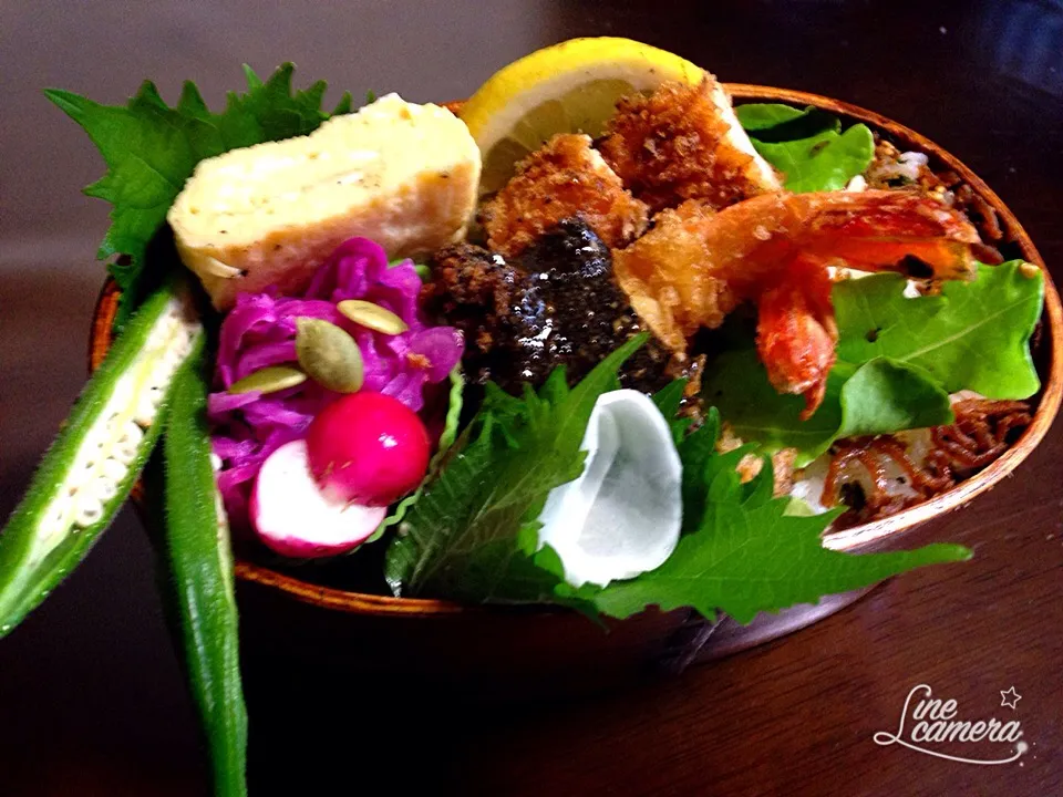 ランランらぁ〜んさんの料理 お歯黒ソース٩(◜ᴗ◝ )۶ 今日の私のお弁当🎵お歯黒ソースで海老フライ^_^|とんちんさん