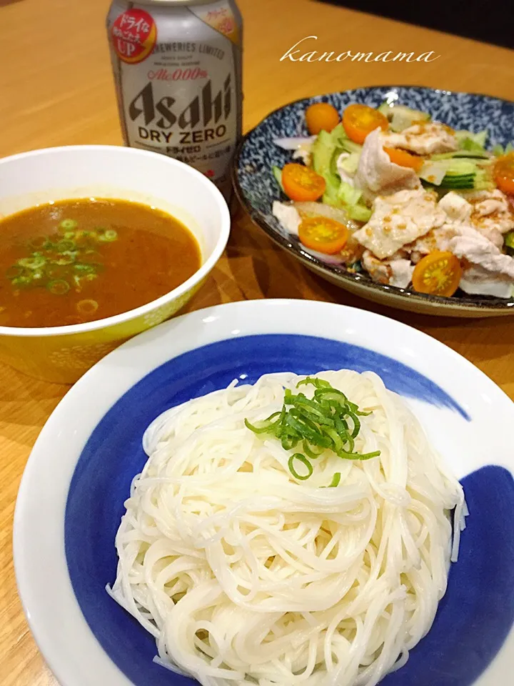 カレーつけ素麺♪冷しゃぶサラダ♪|ゆきさん