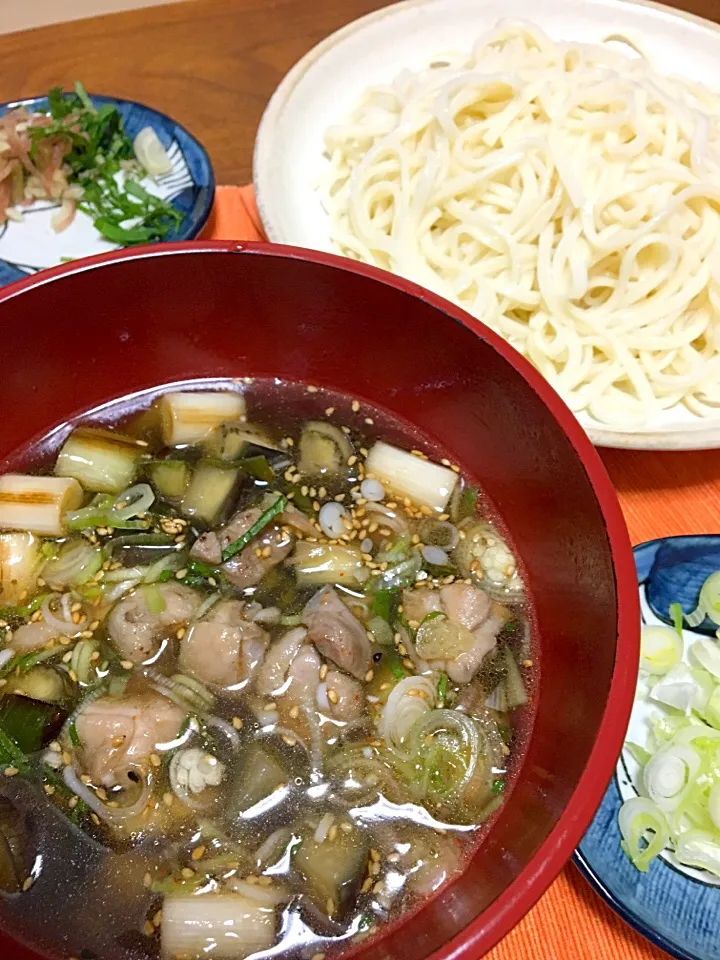 鶏と茄子とねぎのつけうどん|あきらさん