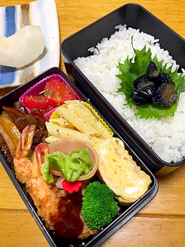 今日のお弁当！2016.7.28
パパ弁💕

オススメは自家製茄子の辛子漬け|mayuさん