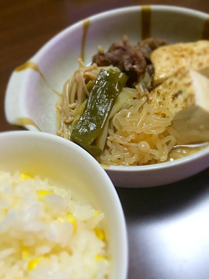 肉豆腐と とうもろこしご飯|sakiさん