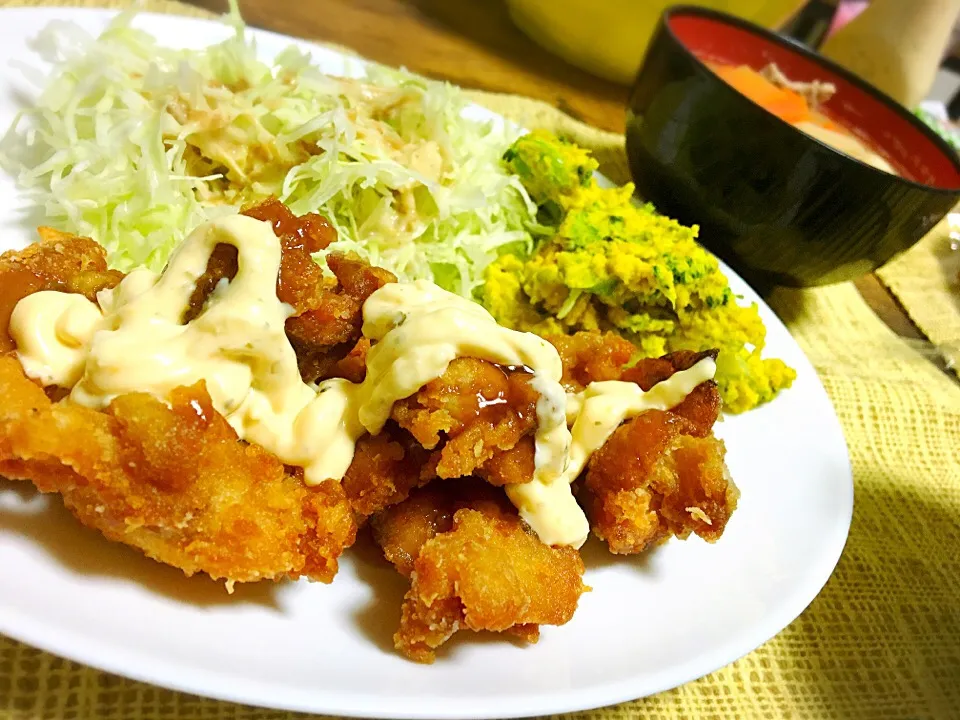 チキン南蛮風唐揚げ＆かぼちゃサラダ|もひらさん