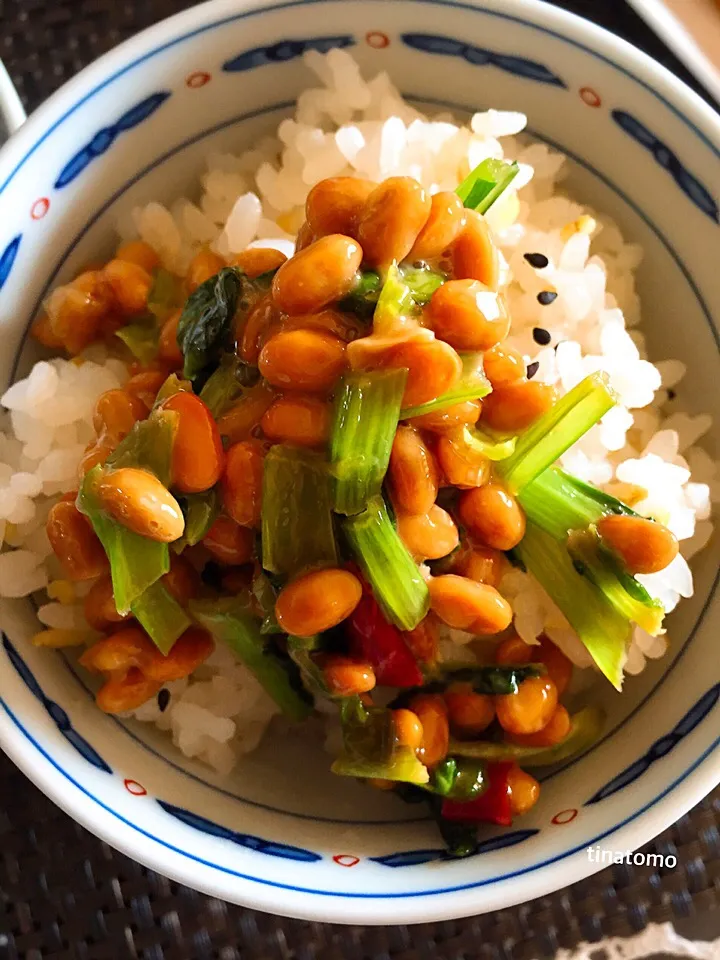 小松菜のウェイパーとオイスターソース炒め、納豆あえ！|Tina Tomoko😋さん