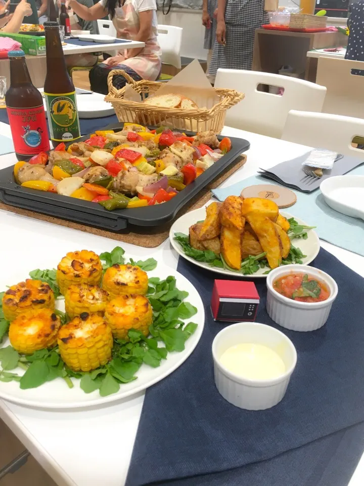 油であげないフライドポテトとチキンとカラフル野菜のグリル焼き|みっちぃさん