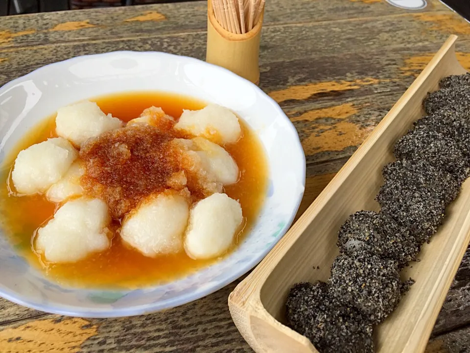 軽井沢、峠の茶屋、ちから餅、辛味と胡麻|ひでさん