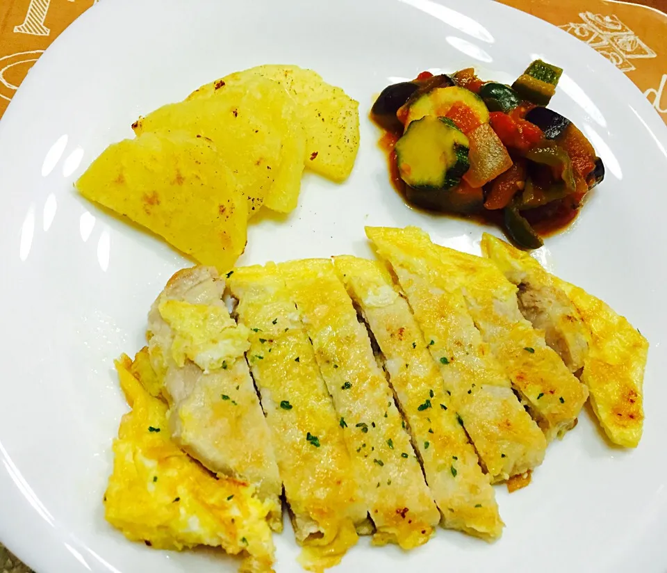 Pork piccata,Caponata,Clazy fried potato|Rogerinaさん