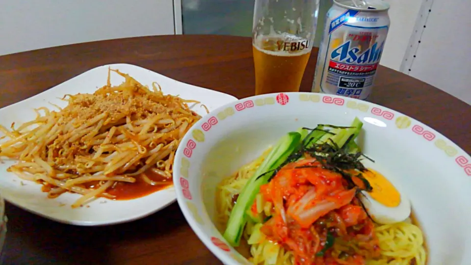 キムチ冷麺ともやし炒め|かおちゃんさん