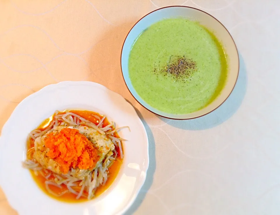 カジキの蒸したんと胡瓜のガスパチョ。|Chiaki Kobayashiさん