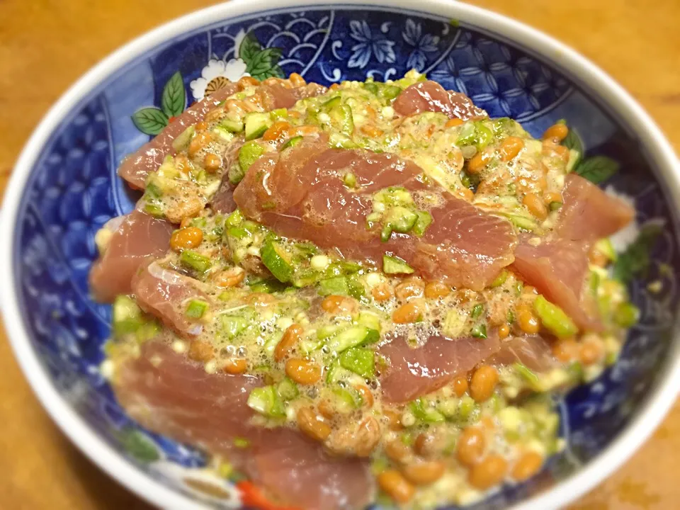 Snapdishの料理写真:マグロ納豆オクラ合え♪|TORUさん