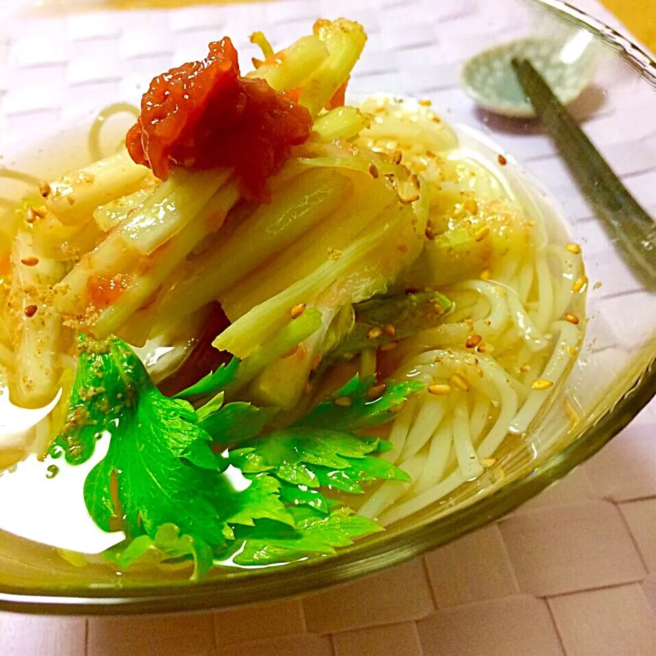 梅セロリーの冷やし麺／Cold Noodles with Pickled Plum, Celery|angiee♡さん