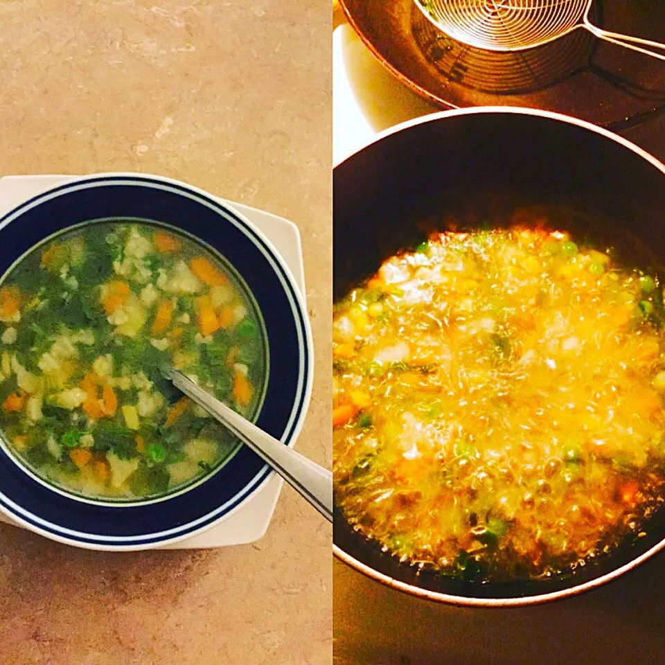 Garlic vegetable soup.|Mounika Subhashさん