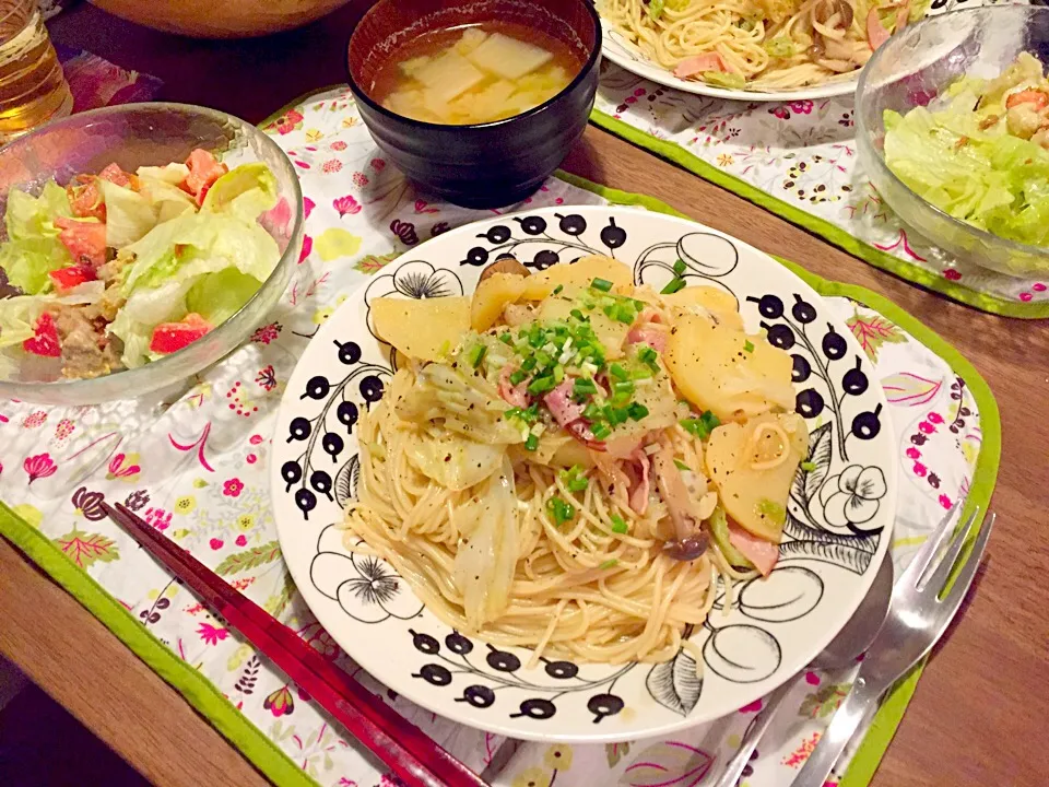 キャベツとハムのアンチョビ和風パスタ|ゆいんこさん