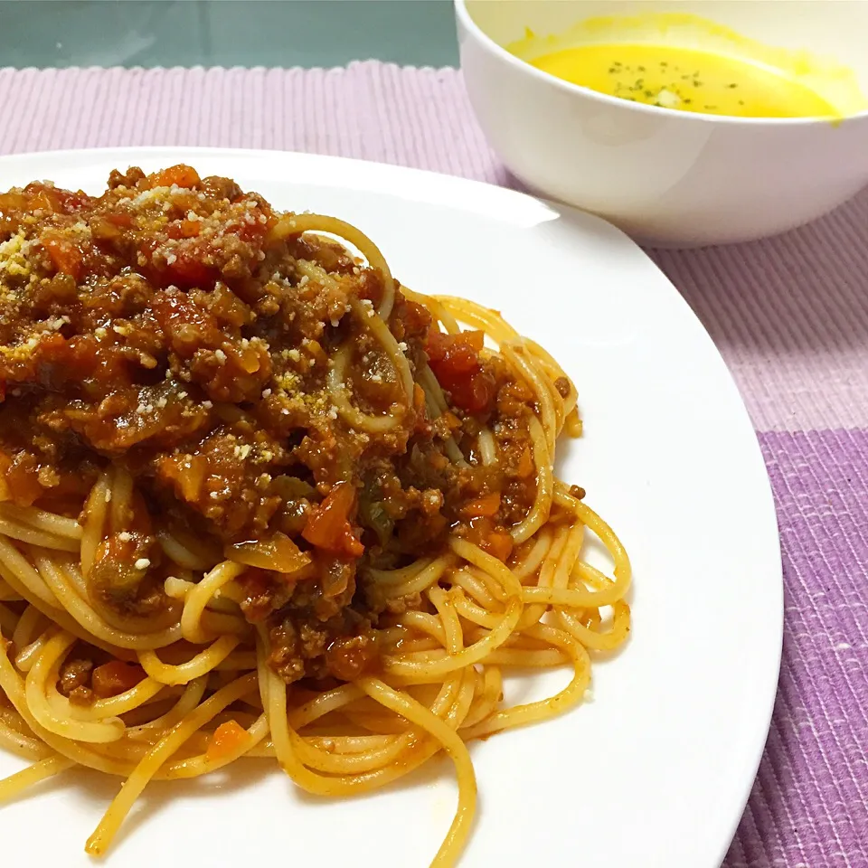 ミートスパゲティ
冷静パンプキンスープ|かりんさん