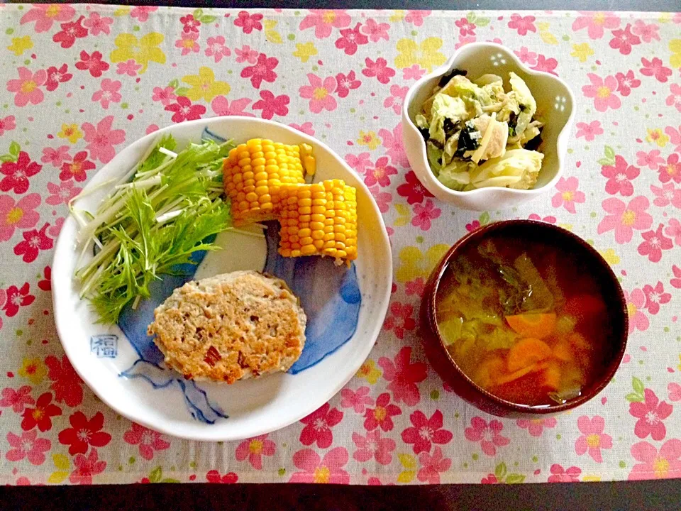 ベジ料理♡蓮根の豆腐ハンバーグのご飯|みよさん