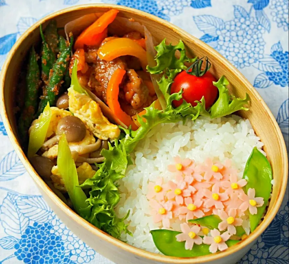 お弁当🍱☀

⭐豚肉とパプリカのチリソース炒め
⭐きのこの中華炒め
⭐アスパラといんげんの胡麻和え|mika78さん