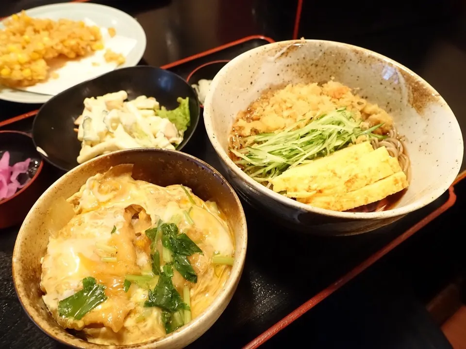 長生庵 冷しタヌキセット ミニ鶏天玉子とじ丼|ddr3rdmixさん