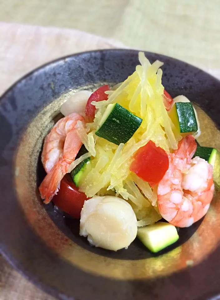 Snapdishの料理写真:そうめん瓜でセビーチェ♪ こんな食べ方もありだね😋|あまねこ🌿さん