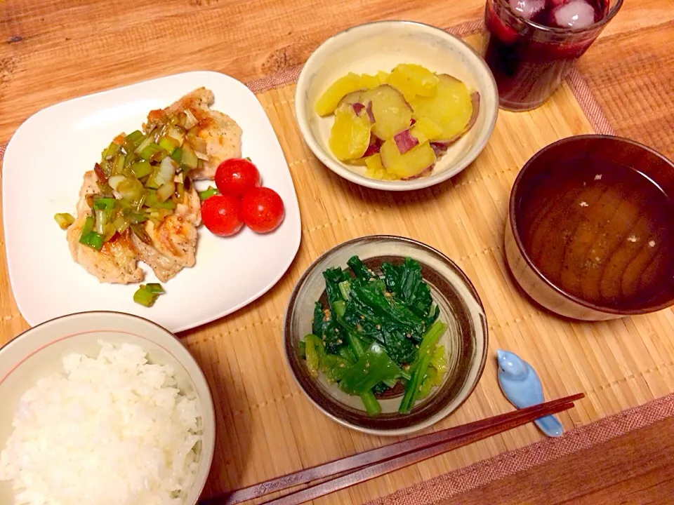 ねぎしおチキン＊かぼちゃのはちみつ煮|acoさん