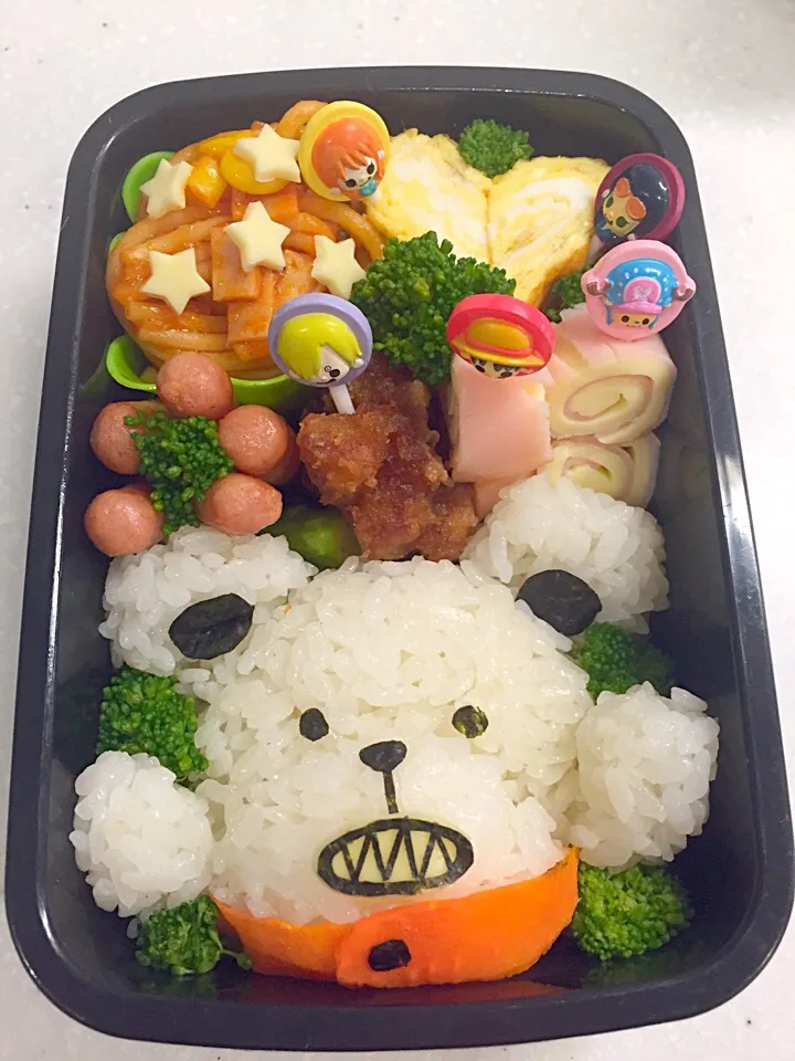 Snapdishの料理写真:キャラ弁〜ワンピース③ハート海賊団ベポ♡アイアイキャプテン♪|くるりん★さん