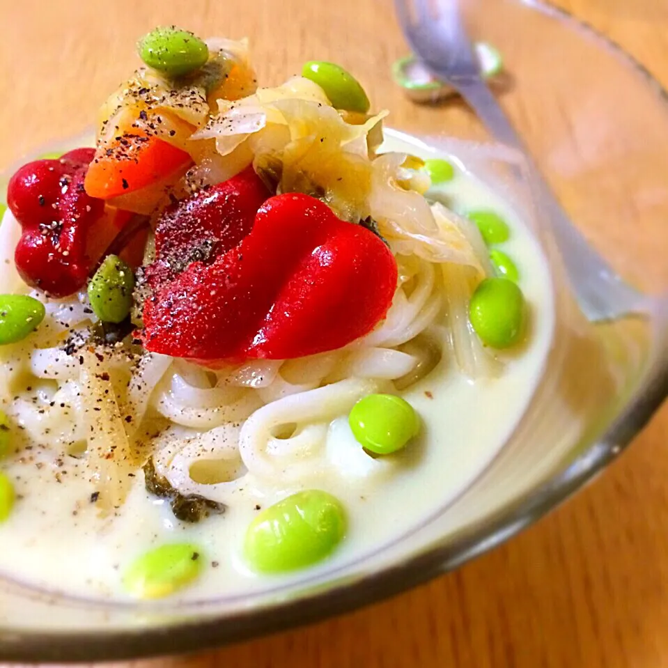 夏野菜の豆乳冷やし麺／Chilled Soy Milk Noodle Soup with Summer Vegetables|angiee♡さん