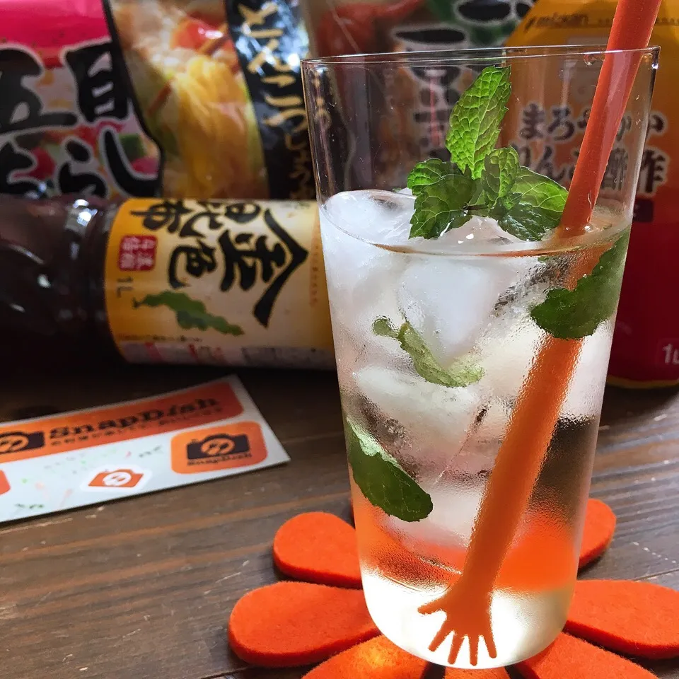 まろやかりんご酢with庭のミント🌱他ミツカンさんの商品いろいろ〜🖐ʕ-̼͡-ʔ|七海さん