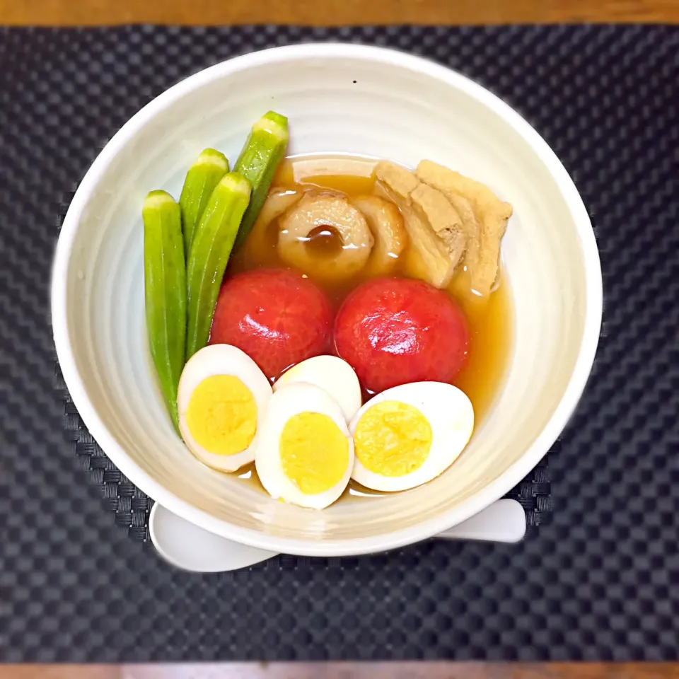 冷やしおでん🍢△○□ 昨日から漬け込んでたから味が染み込んで美味しい〜✨|なちゅんさん