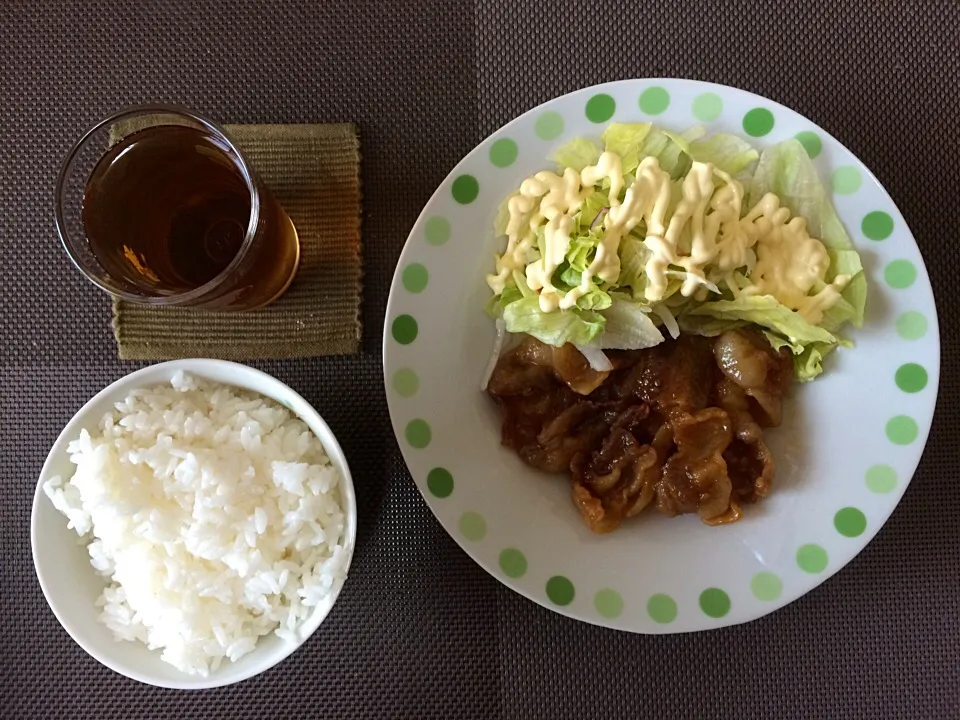 豚カルビ焼肉ご飯|ばーさんさん