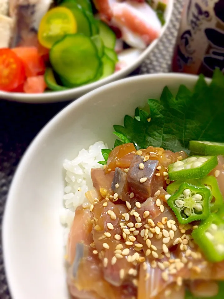 漬け丼🐟夕べの残りの刺身|葉っぱのおさらyokomamaさん