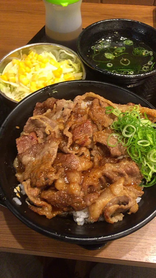 Snapdishの料理写真:カルビ丼 サラダセット|るみおんさん