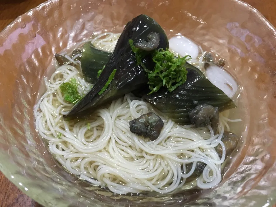 Snapdishの料理写真:冷やし茄子素麺|sakuramochiさん