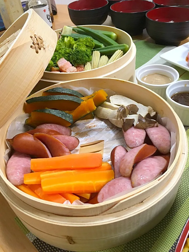 温野菜のセイロ蒸し|てけしさん