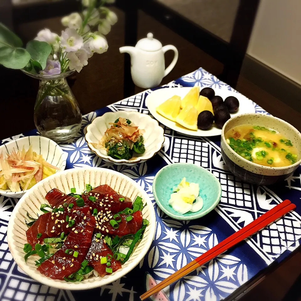 まぐろ漬け丼|はらしおりさん