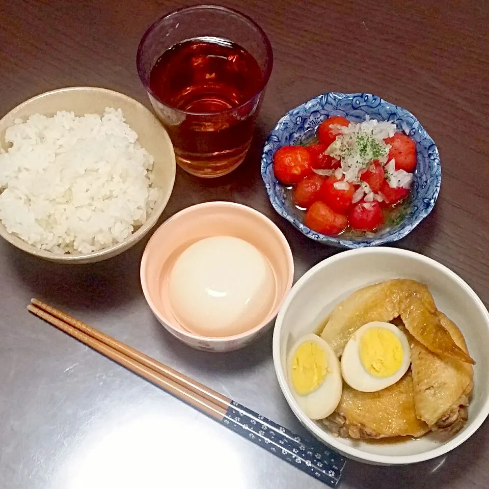 Snapdishの料理写真:手羽先の甘辛煮の夜ご飯♡|Mami.Nさん