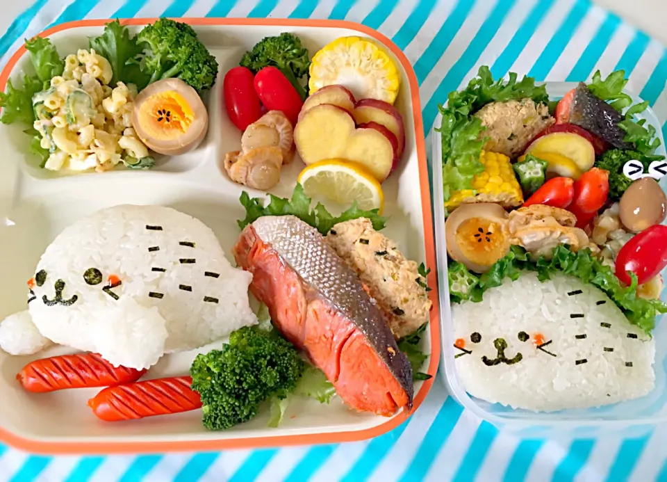 夏休み〜学童弁当&置きランチ13日目🍧
次男のリクエスト「もっふもふのアザラシにして〜」に答えて😁|なかじー。さん