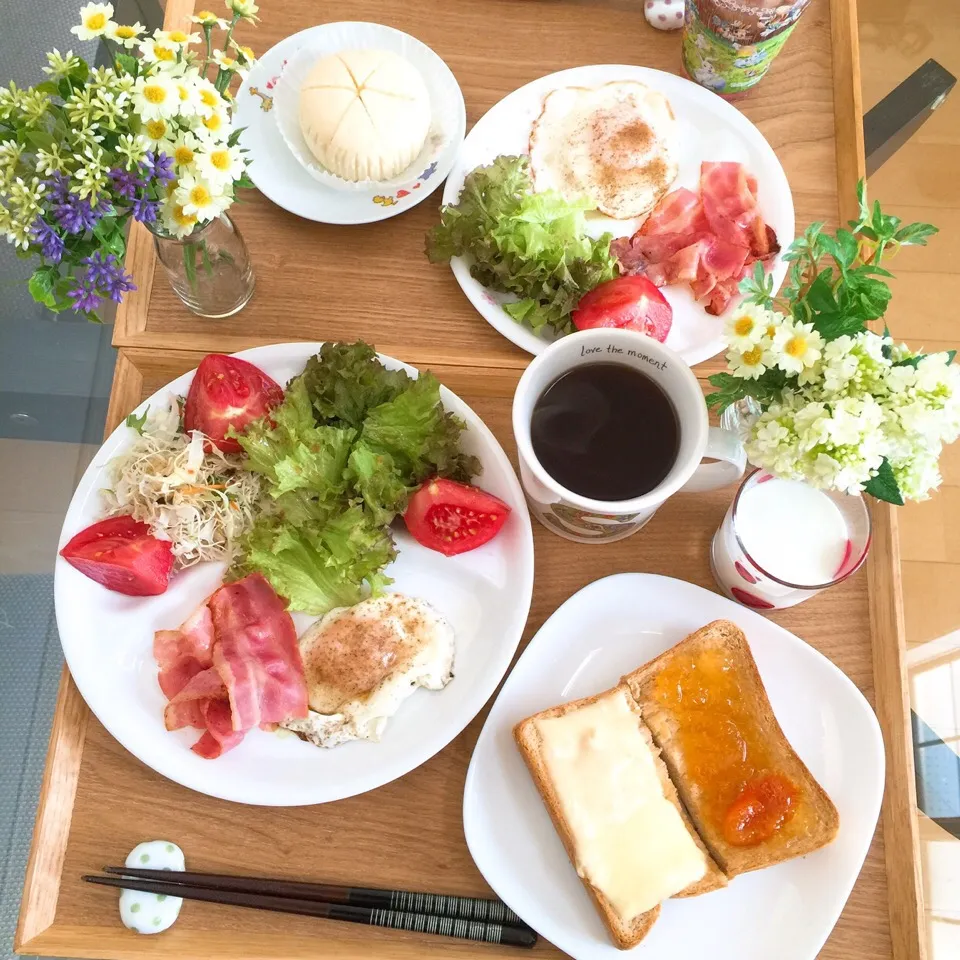 Snapdishの料理写真:8/5❤︎夏休み主人と娘の休日モーニング❤︎|Makinsさん