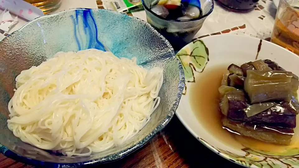 8／5    の    昼御飯   冷しそうめん&茄子の煮浸し|ｌａｖｅｎｄｅｒｆ❜mさん