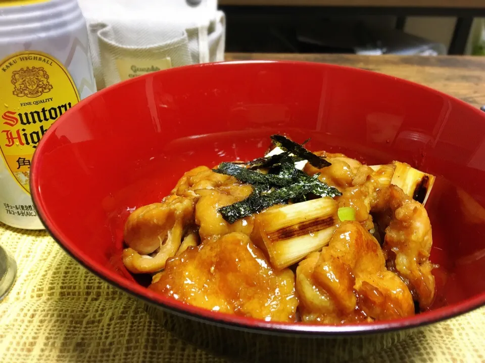 焼き鳥丼＆ハイボール|もひらさん