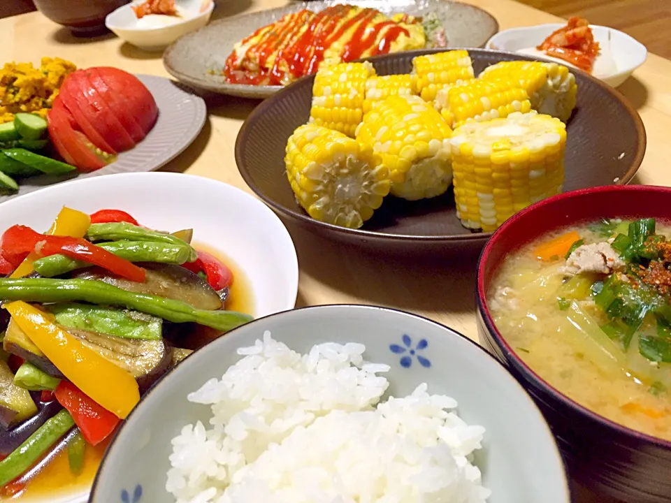 Snapdishの料理写真:夏野菜たっぷりなお夕飯|Chihiroさん