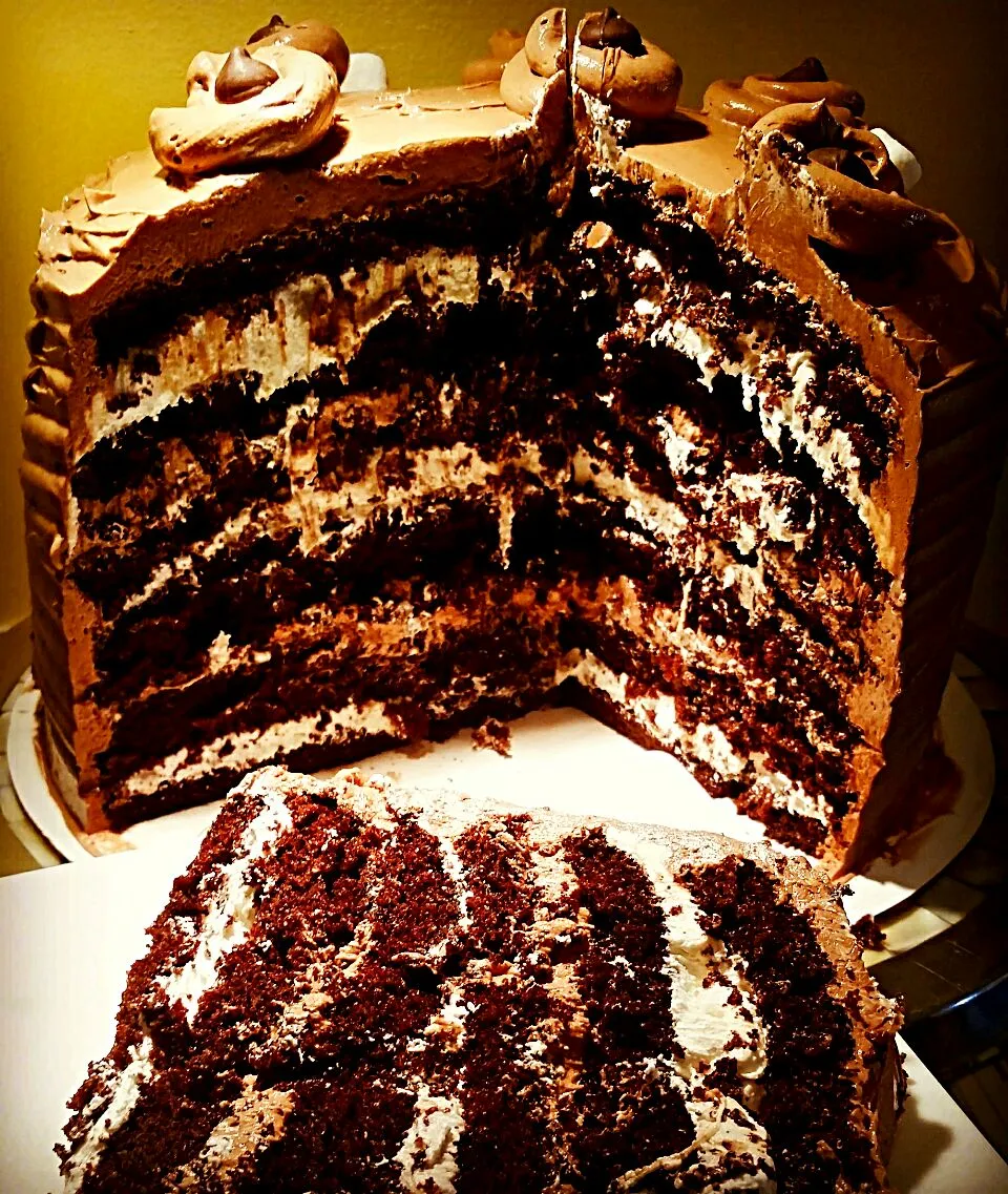 6 layers of chocolate cake + 3 layers of toasted marshmallows =I have to workout 7 days a week cake!  worth every calories :)!|Jihollandさん