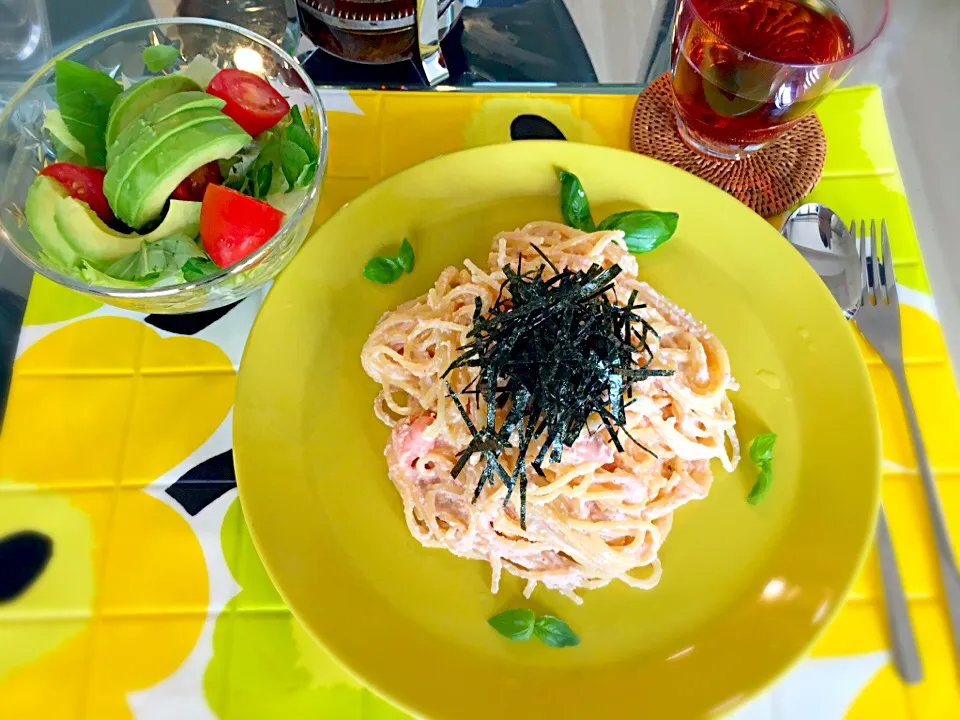 今日のお昼は明太子クリームパスタ|いしぃむしぃさん