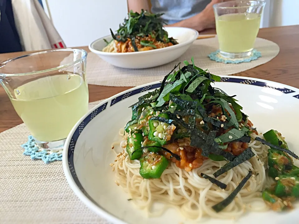 今日のお昼ごはん☆ねば素麺|あさこさん