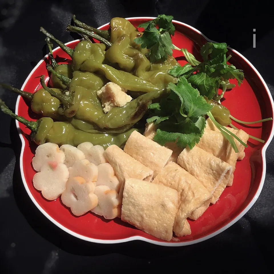 Snapdishの料理写真:万願寺とうがらしとお揚げの炊いたん 【Cooked Manganji green pepper and fried tofu】|izoomさん