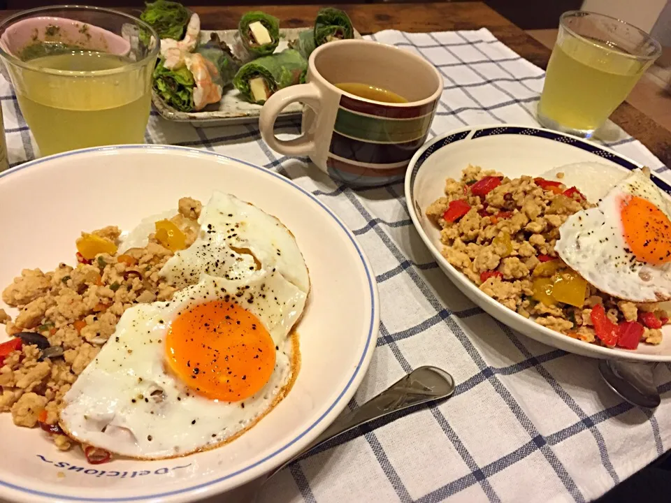 今日の晩御飯☆ガパオライスと生春巻き|あさこさん