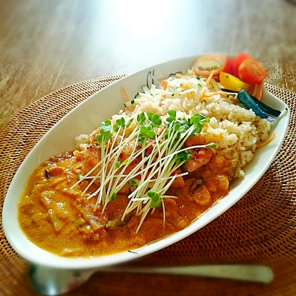 タイ風カレーローストチキンのせ|プチテンよすさん