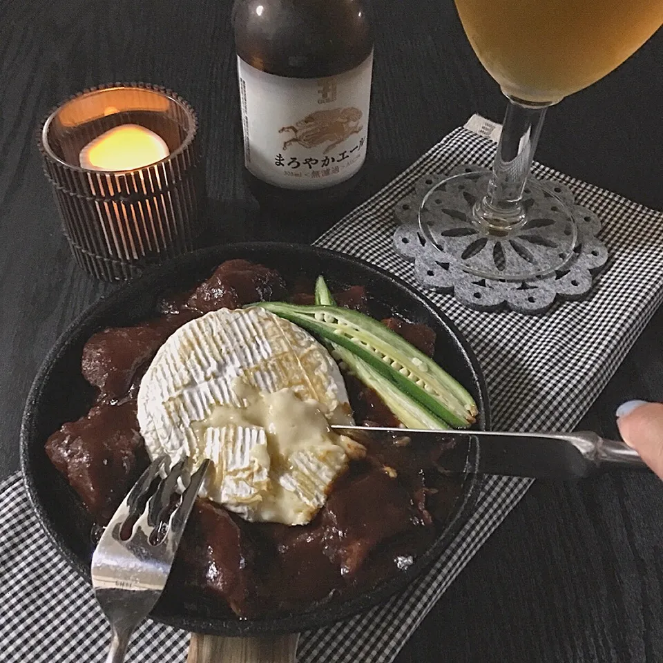 焼きカマンベールとビーフシチューでアペロ|Naoさん