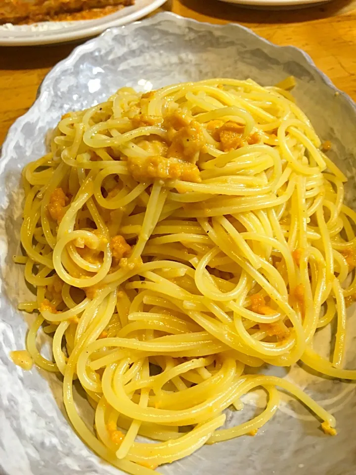 夕食は生うにのアーリオオーリオスパゲティー二|Chef 中川浩行さん