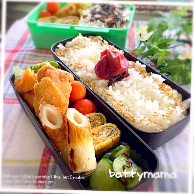 Snapdishの料理写真:チキンスティック弁当～♡ #battymamaの節約しても美味しいお弁当|ばってぃーまま＠♪さん