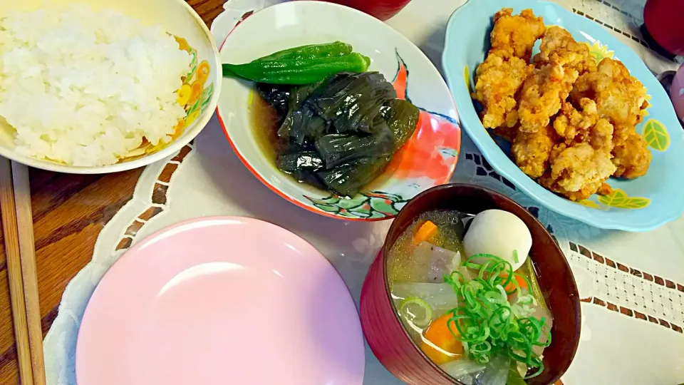 8／9   晩御飯      ～鶏の塩唐揚げ  ·  けんちん汁  ·   茄子の煮浸し  ～|ｌａｖｅｎｄｅｒｆ❜mさん